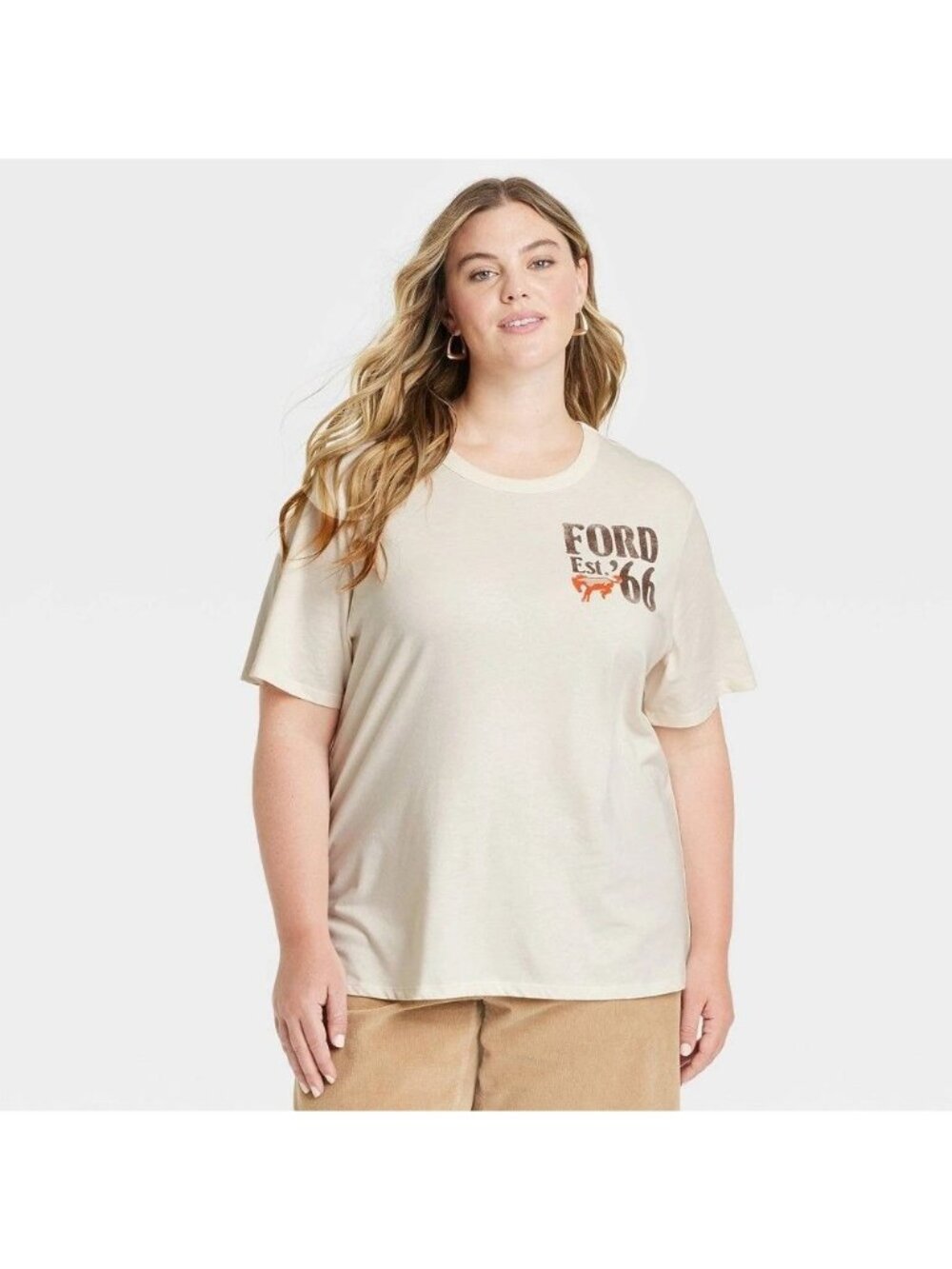 NWT Women's Ford '66 Wild West Short Sleeve Graphic T-Shirt - Ivory 2X